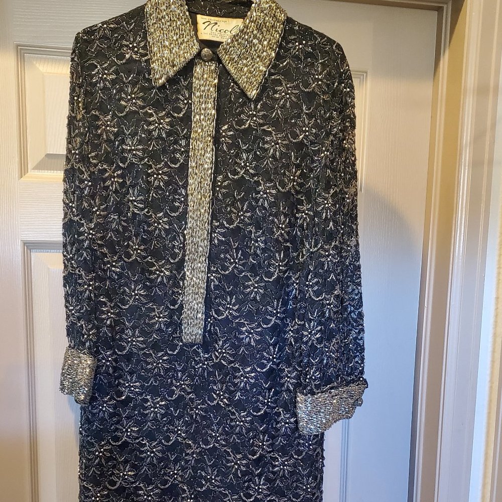 Vintage, black & silver beaded dress